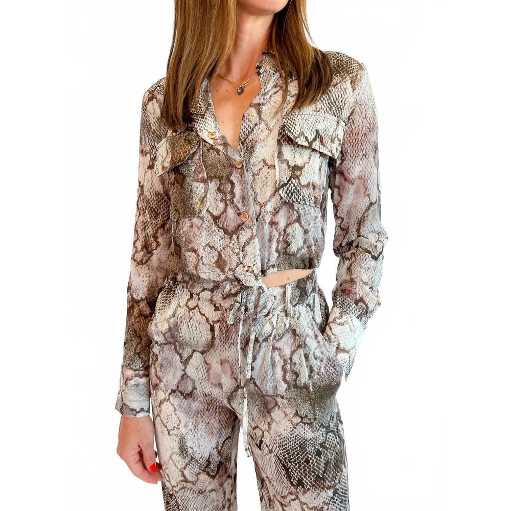 NEW KARINA GRIMALDI willa print top in natural snake